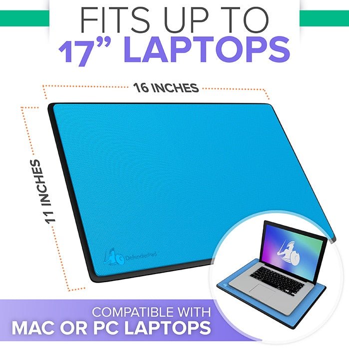 Diagram showing sizes for laptop shield