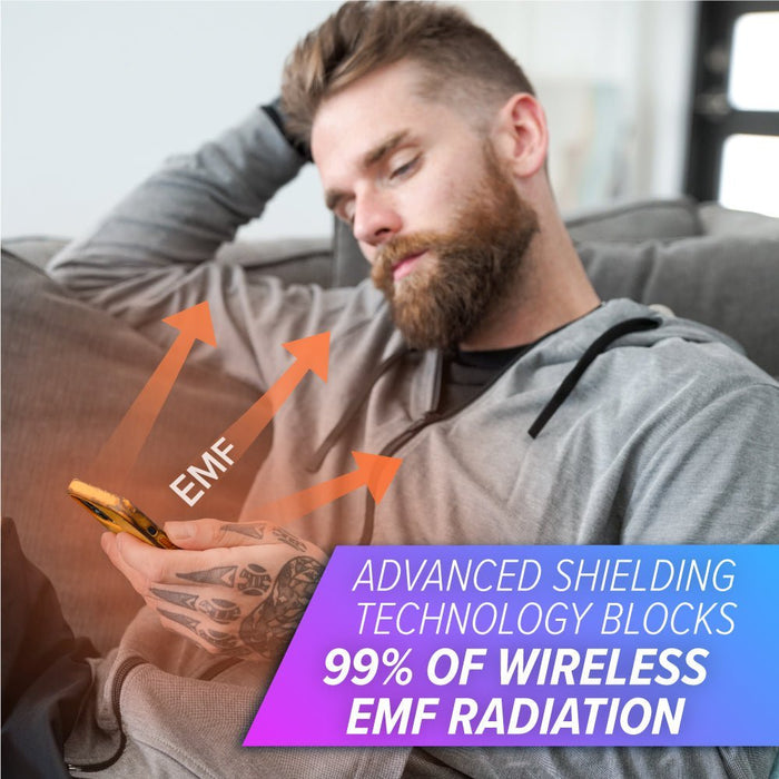 EMF Jacket being worn indoors on sofa