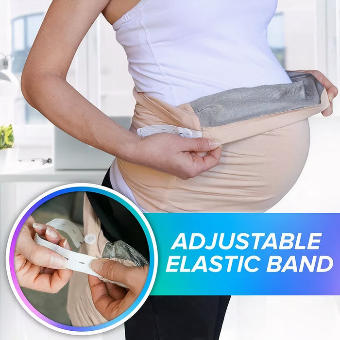 EMF Belly Band worn by pregnant women from side view