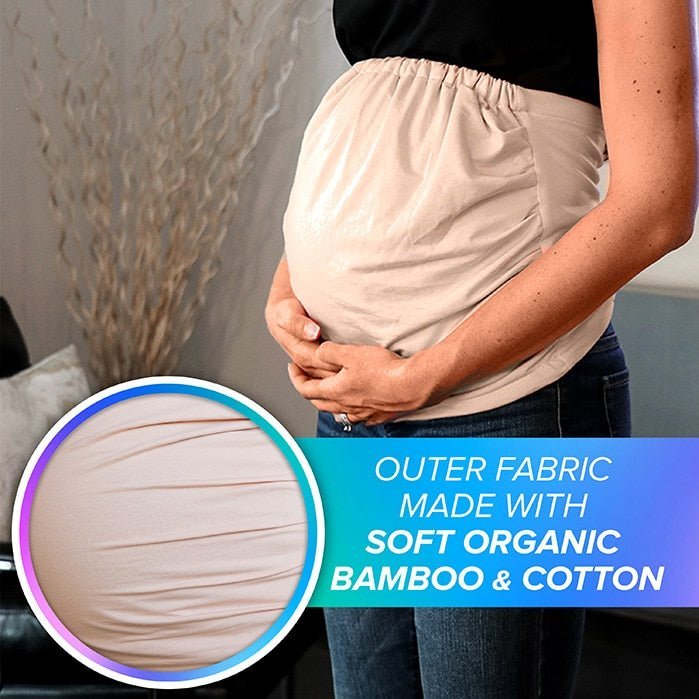 EMF Belly Band worn by pregnant women from side view
