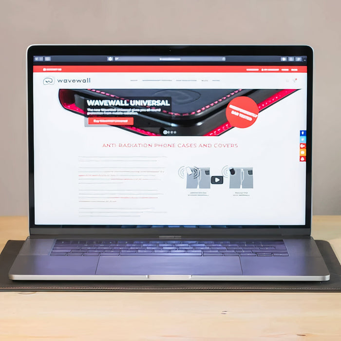 WaveWall EMF Protection Lap Desk on a desk with laptop placed on top