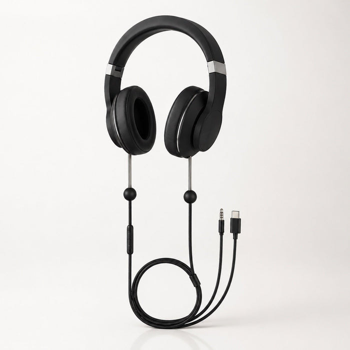DefenderShield over-ear air tube headphones with noise-isolating cushions