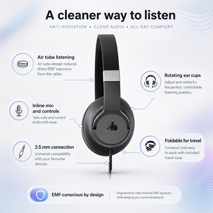 DefenderShield® EMF Protection Air Tube Headphones