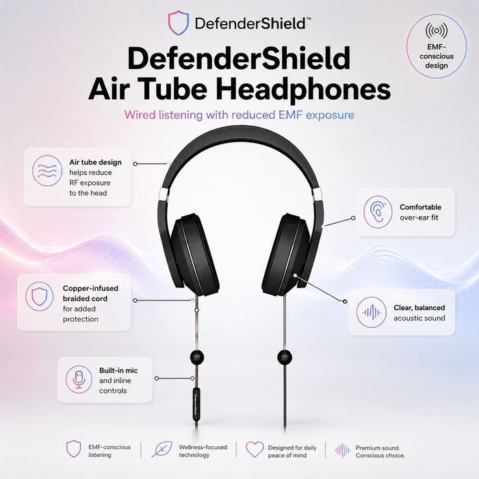 DefenderShield® EMF Protection Air Tube Headphones