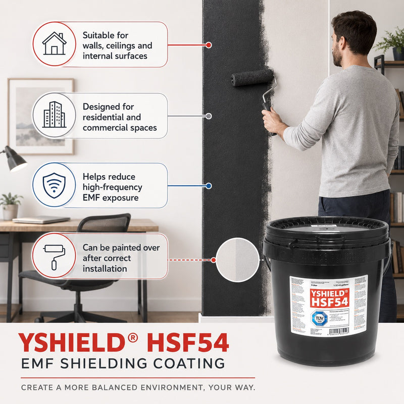 YSHIELD® HSF54 5G HF & LF EMF Shielding Paint (5 Litre Tub)