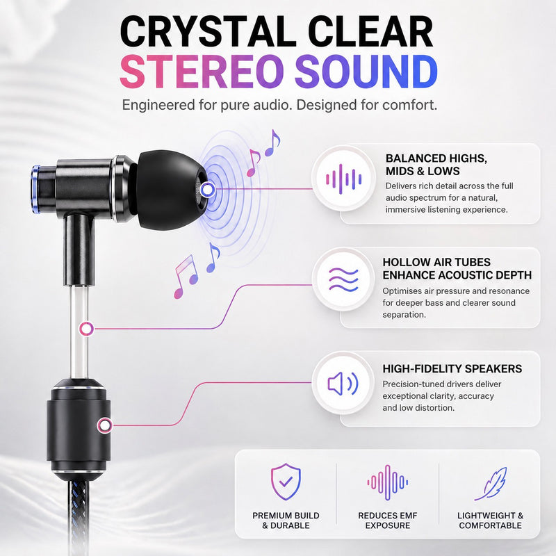 DefenderShield® EMF Protection Air Tube Earphones