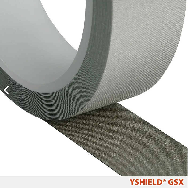 Close-up of YSHIELD GSX grounding tape roll and tape surface