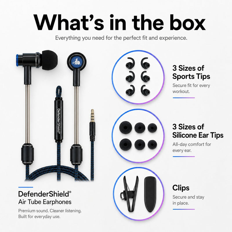 DefenderShield® EMF Protection Air Tube Earphones - Air - Tube Headphones - DefenderShield