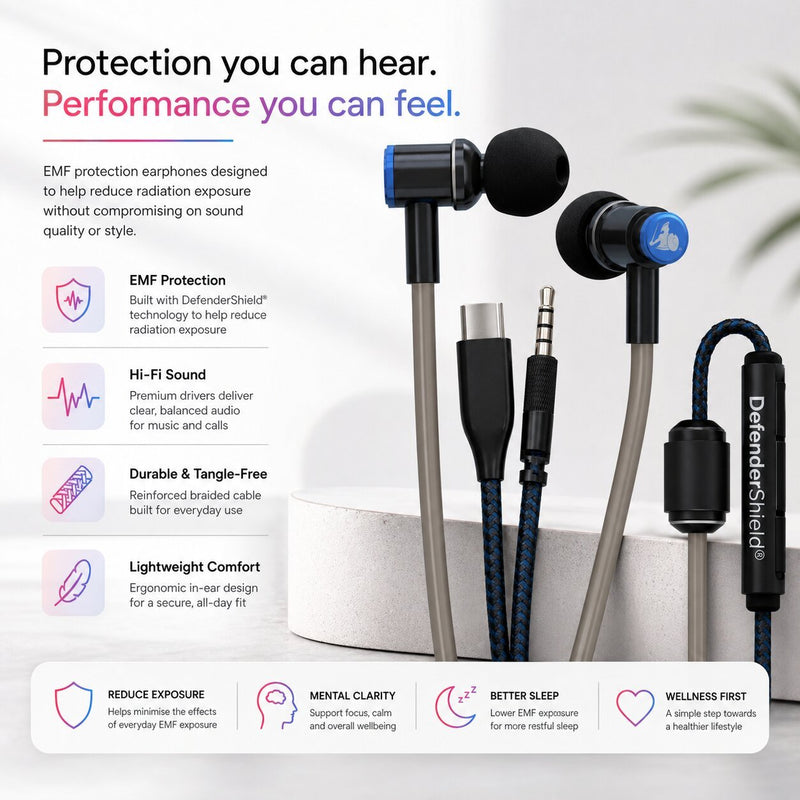 DefenderShield® EMF Protection Air Tube Earphones - Air - Tube Headphones - DefenderShield