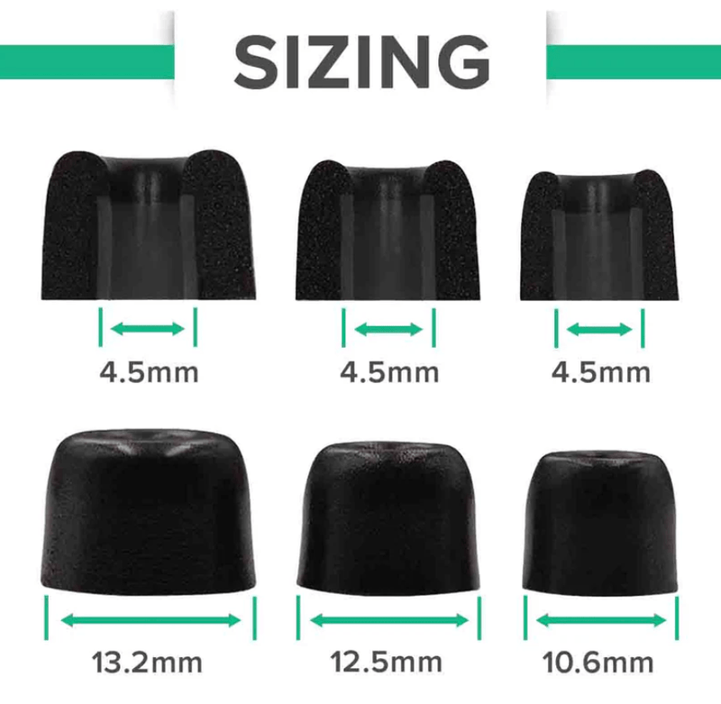 DefenderShield® Memory Foam Earbud Tips - Air - Tube Headphones - DefenderShield