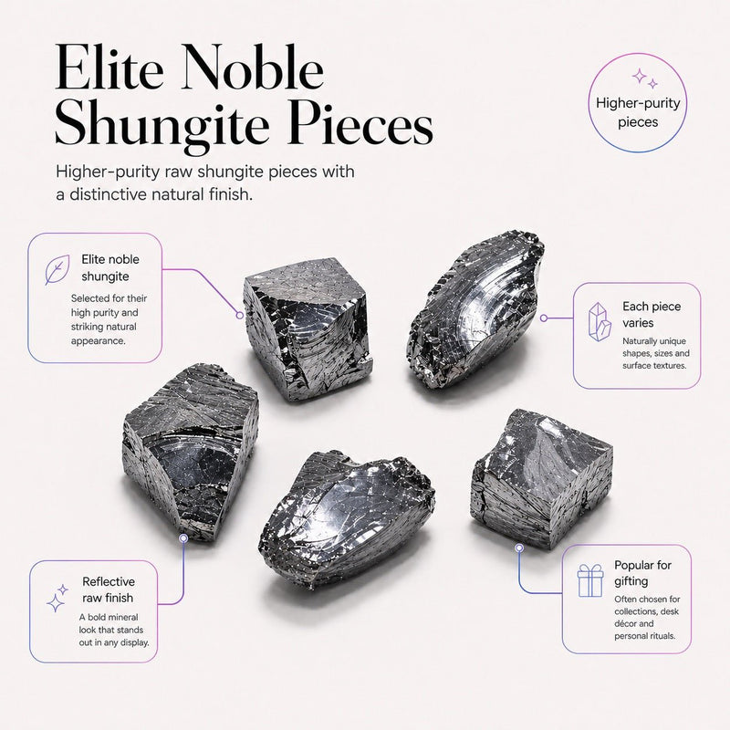 Noble Elite Shungite Stone 98% Carbon (Set of 5)-Shungite-Shungite