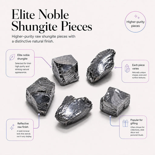 Noble Elite Shungite Stone 98% Carbon (Set of 5)-Shungite-Shungite