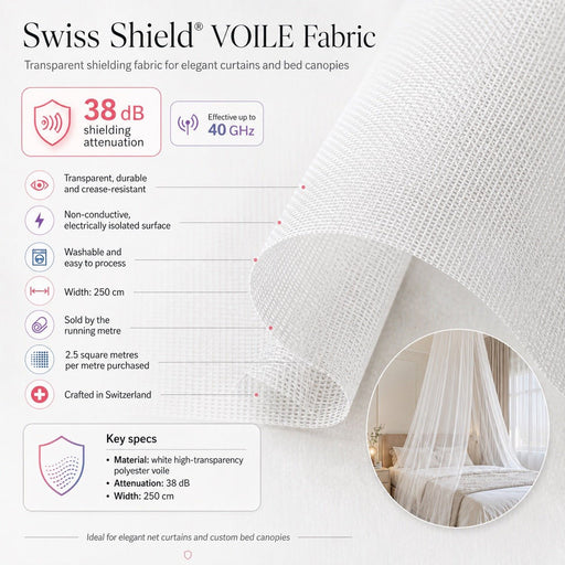 VOILE™ Protective EMF Faraday Fabric by Swiss - Shield® - Fine Cotton - Swiss Shield
