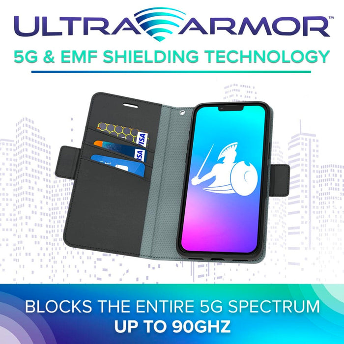 DefenderShield™ 5G Blocking iPhone 14 EMF Phone Case with Ultra Armor emphasis