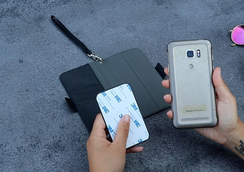 EMF Phone Case being used outdoors