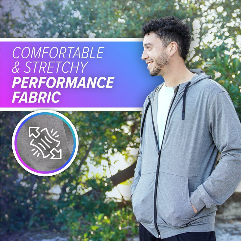 EMF Jacket worn by a man outside