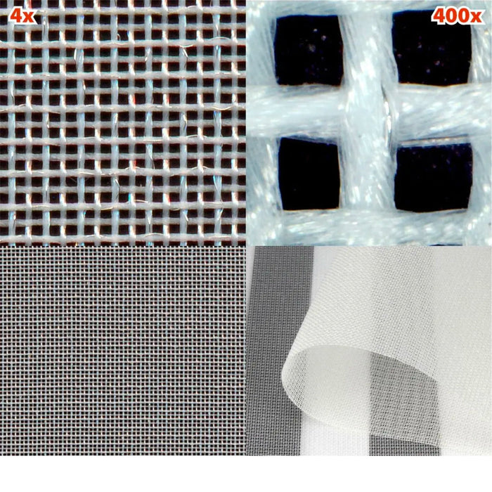 VOILE™ Protective EMF Faraday Fabric by Swiss-Shield® showing 4 different magnification levels
